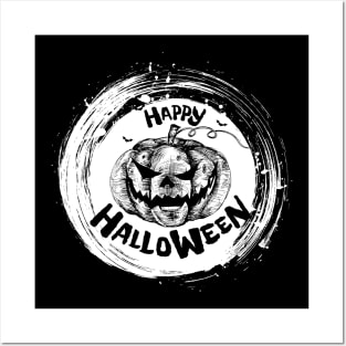 Halloween Scary Evil Pumpkin Funny Pumpkin Head Posters and Art